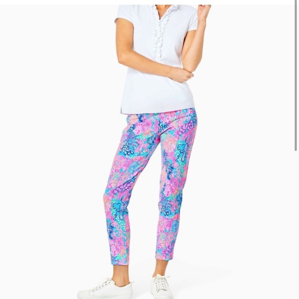 NWT $138 LILLY PULITZER Luxletic 28" Corso Pants Size 12 Splendor in Sand